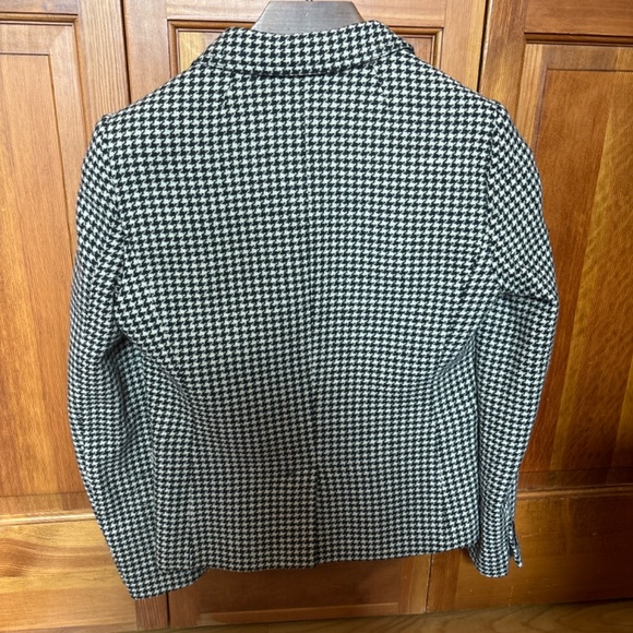 J Crew Houndstooth Schoolboy Blazer Black White Two Button Wool Blend Women’s 6 - Picture 6 of 8